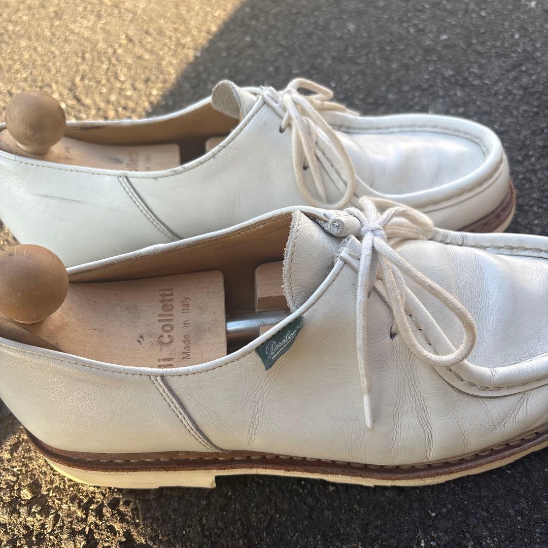 パラブーツ　ホワイトレザー ミカエル　モカシン シューズ