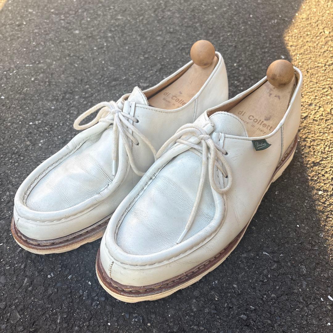 パラブーツ　ホワイトレザー ミカエル　モカシン シューズ