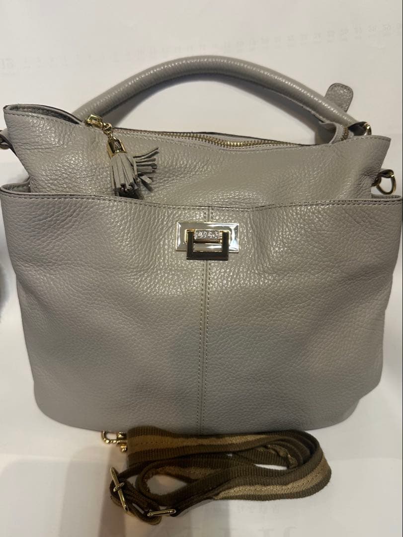 アタオ　グレー レザー トートバッグ