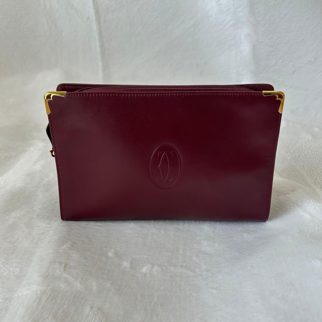 【美品】Cartier　カルティエ　赤　クラッチバッグ　ヴィンテージ
