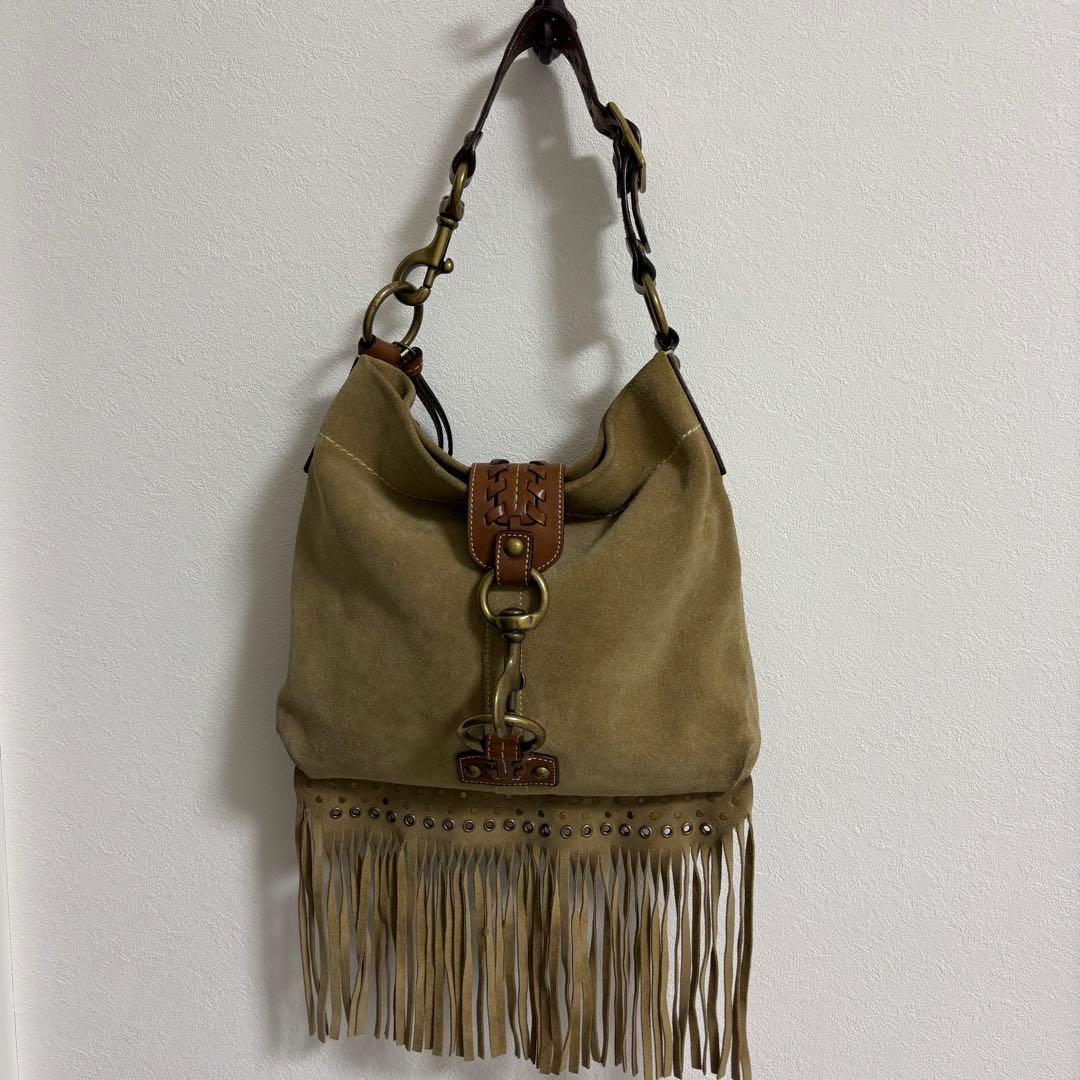 バッグ Coach Fringe Duffle Medium Hobo Bag