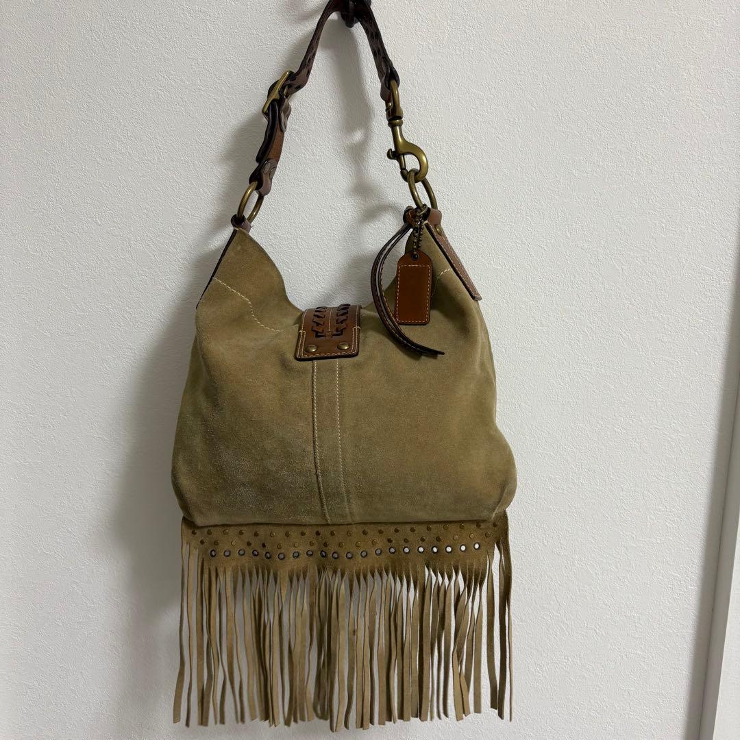 バッグ Coach Fringe Duffle Medium Hobo Bag