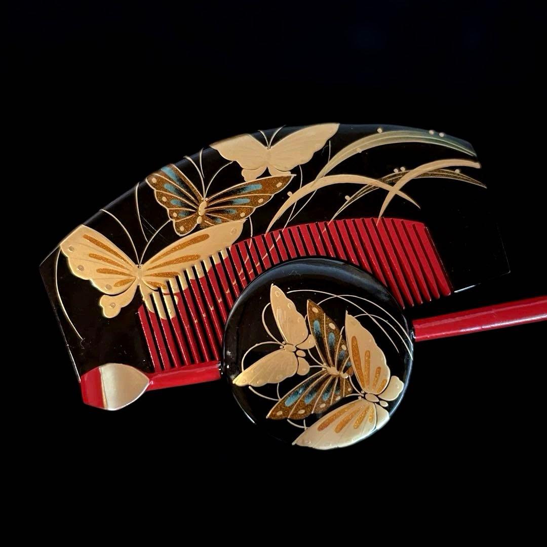 日本髪 髪飾り 七五三(7歳)～成人式 (ブルー×ピンク)