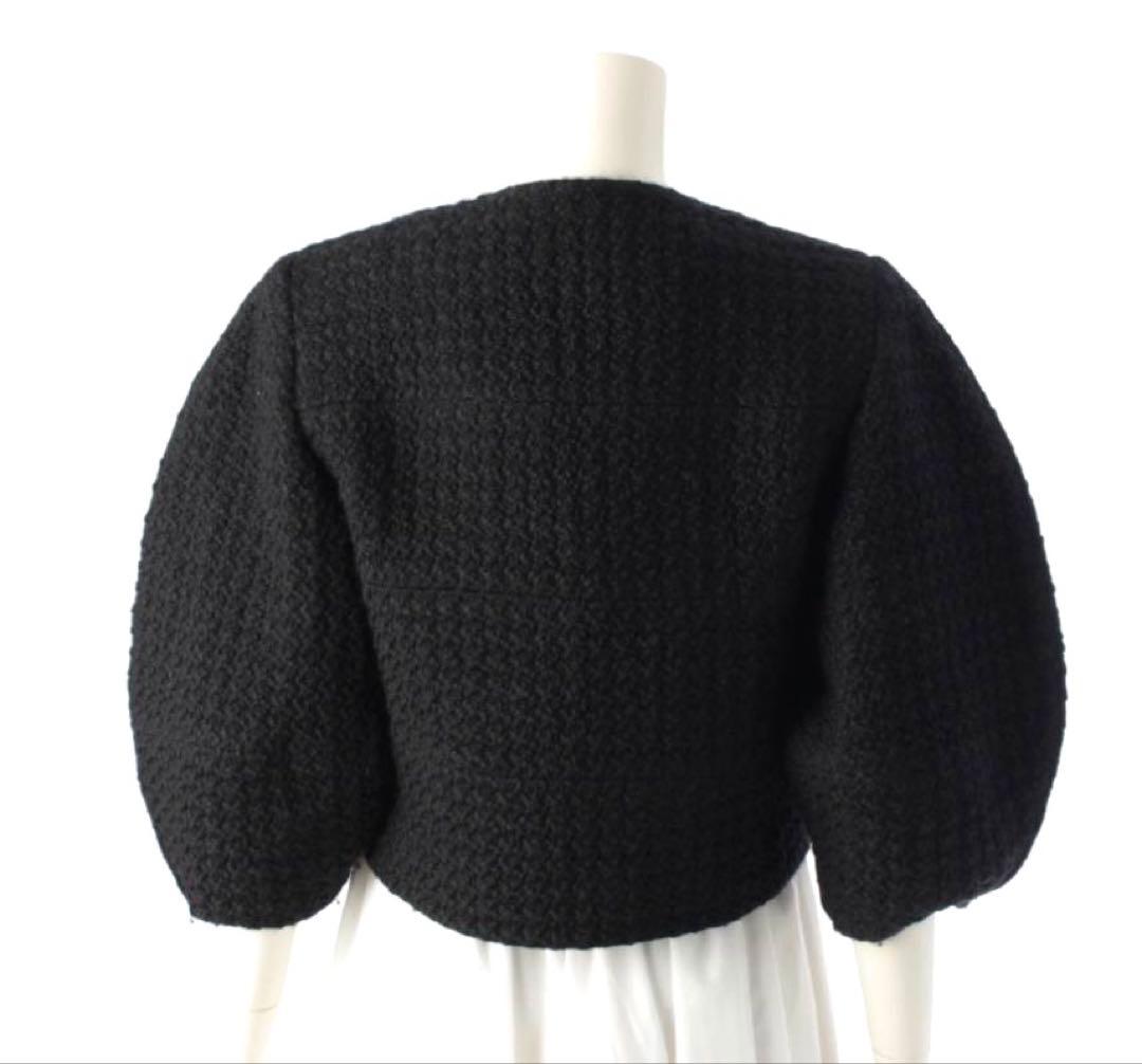 cygne シーニュ　レザーボタンツイードジャケット　Lydie+ ブラック