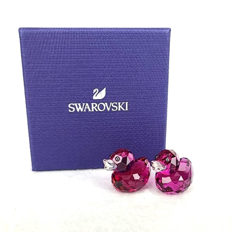●良品◇スワロフスキー　SWAROVSKI　ハッピーダック　ピンク　2個　箱 7