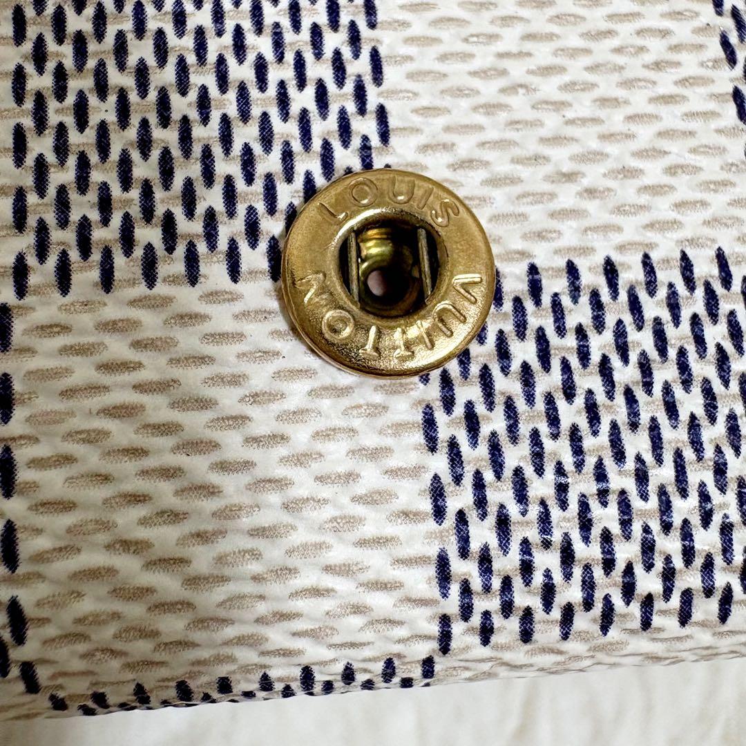 極美品　ルイヴィトン　ミュルティクレ4 キーケース　4連　ダミエ　アズール　白