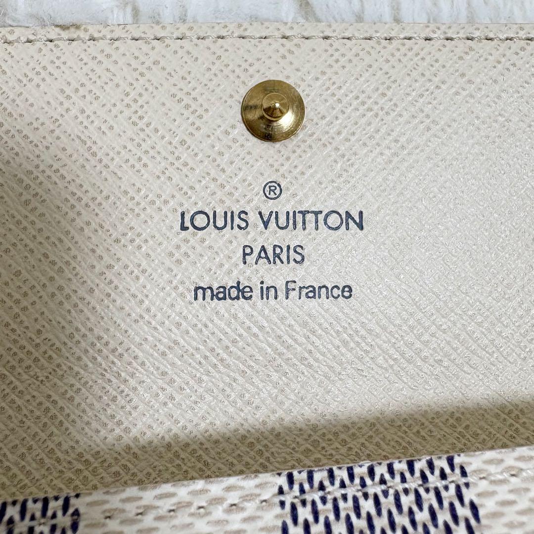 極美品　ルイヴィトン　ミュルティクレ4 キーケース　4連　ダミエ　アズール　白