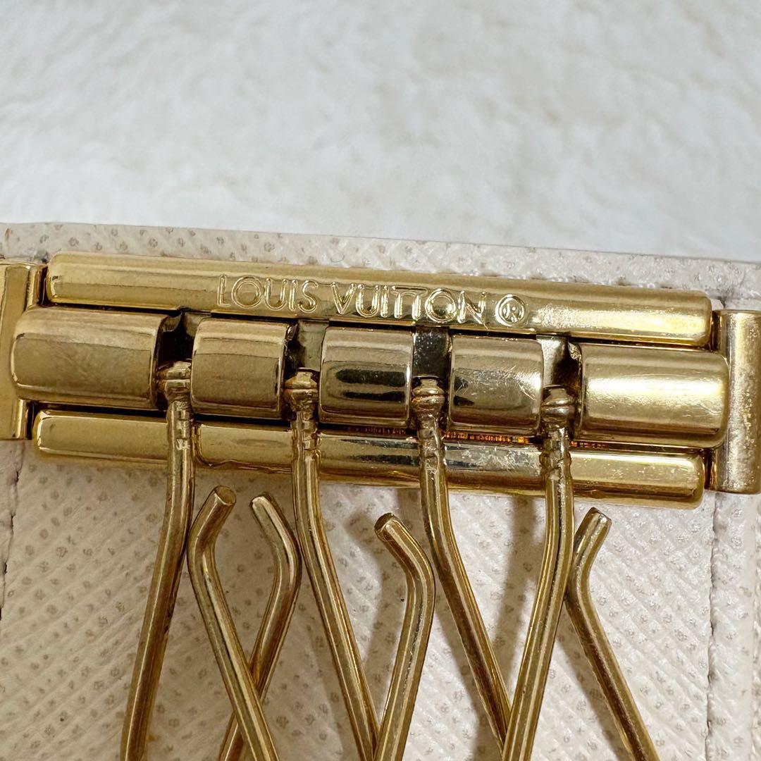 極美品　ルイヴィトン　ミュルティクレ4 キーケース　4連　ダミエ　アズール　白