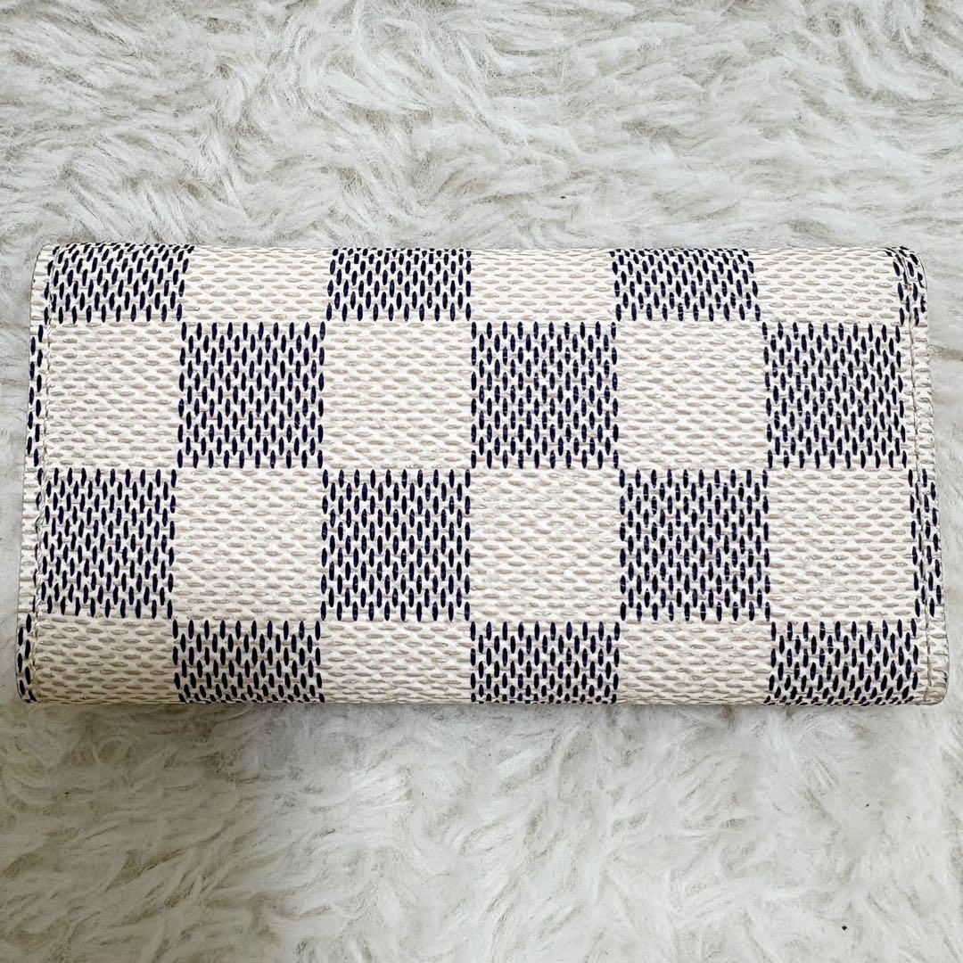 極美品　ルイヴィトン　ミュルティクレ4 キーケース　4連　ダミエ　アズール　白