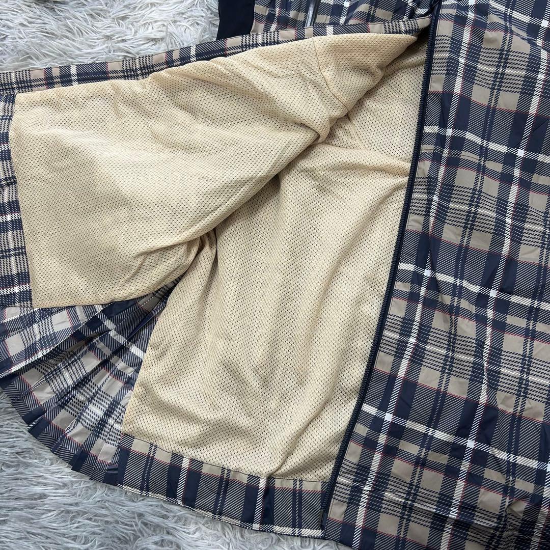 新品　パーリーゲイツ　ワンピース　中綿　チェック柄　フーディ　ベージュ　サイズ2