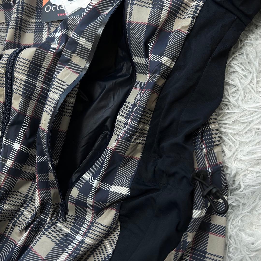 新品　パーリーゲイツ　ワンピース　中綿　チェック柄　フーディ　ベージュ　サイズ2