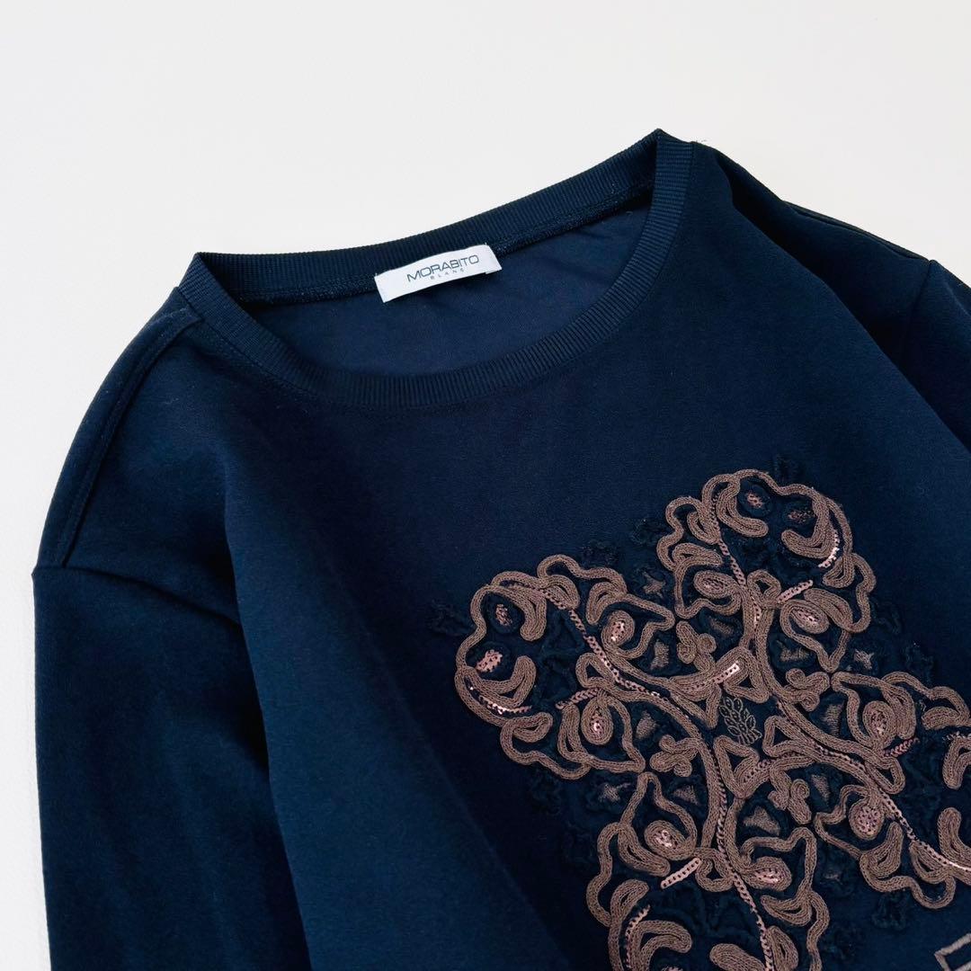 MORABITO モラビト　カットソー 刺繍 スパンコール ブラック　38