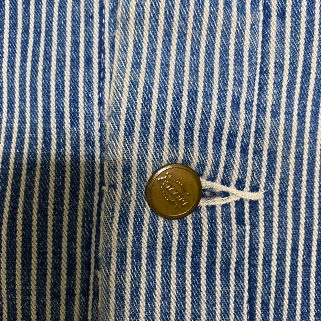 90s Dickies ディッキーズ ヒッコリーカバーオール 襟コーデュロイ