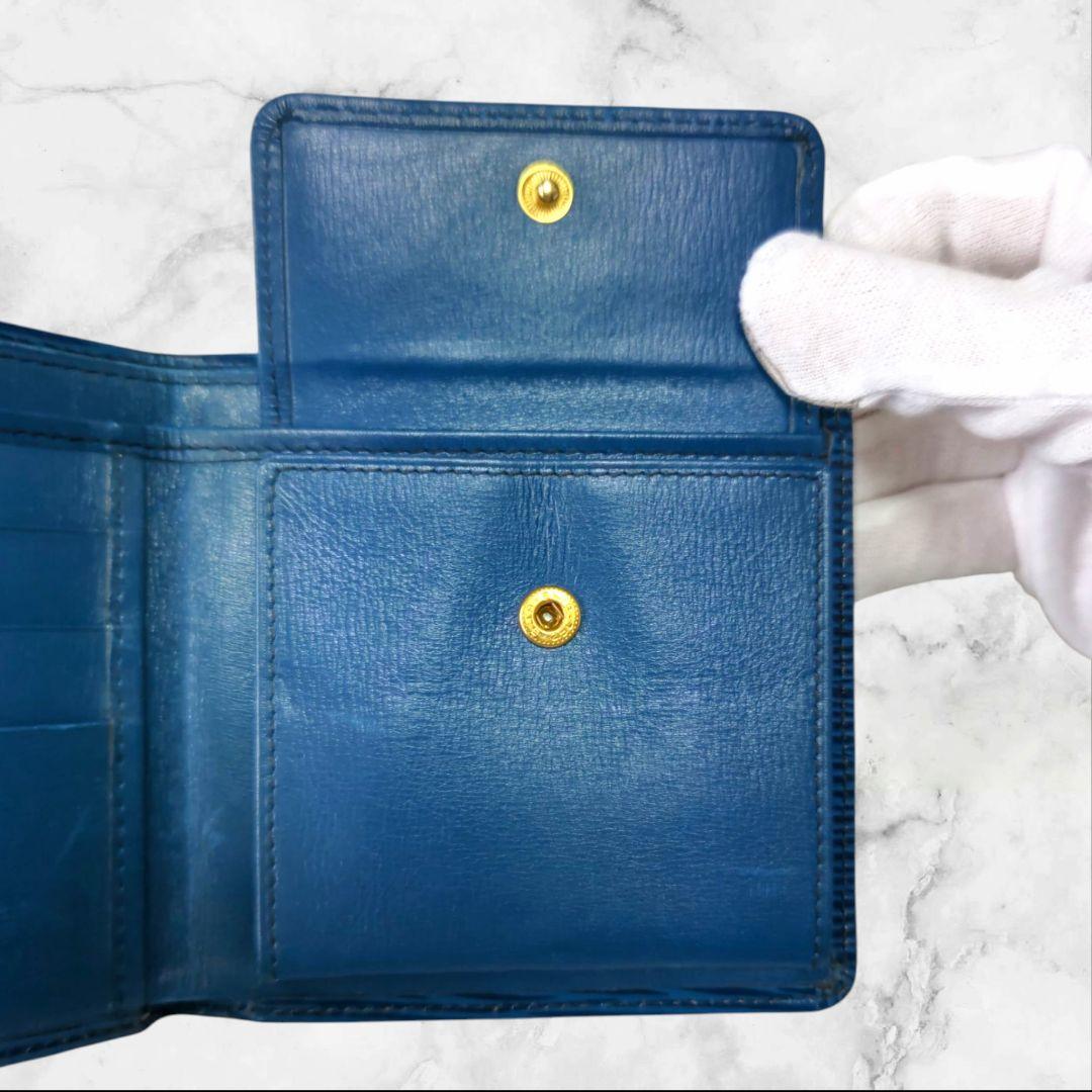 【美品】ルイヴィトン ポルトフォイユ・マルコ エピ 二つ折り財布 ブルー