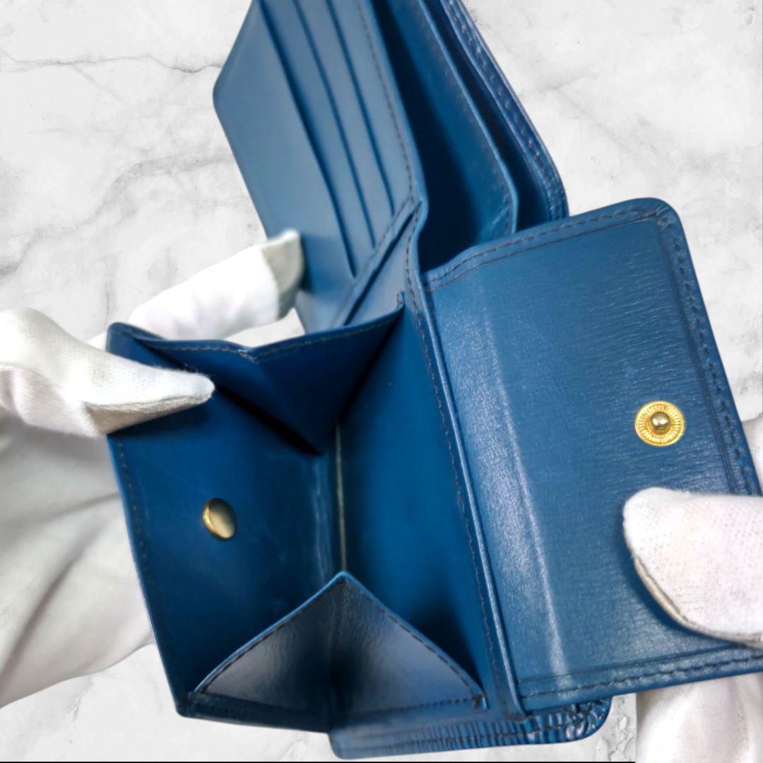 【美品】ルイヴィトン ポルトフォイユ・マルコ エピ 二つ折り財布 ブルー