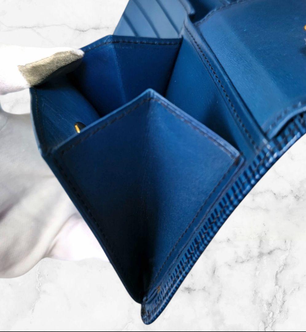 【美品】ルイヴィトン ポルトフォイユ・マルコ エピ 二つ折り財布 ブルー