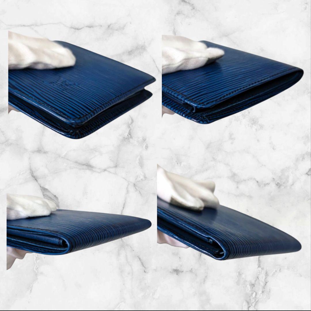 【美品】ルイヴィトン ポルトフォイユ・マルコ エピ 二つ折り財布 ブルー