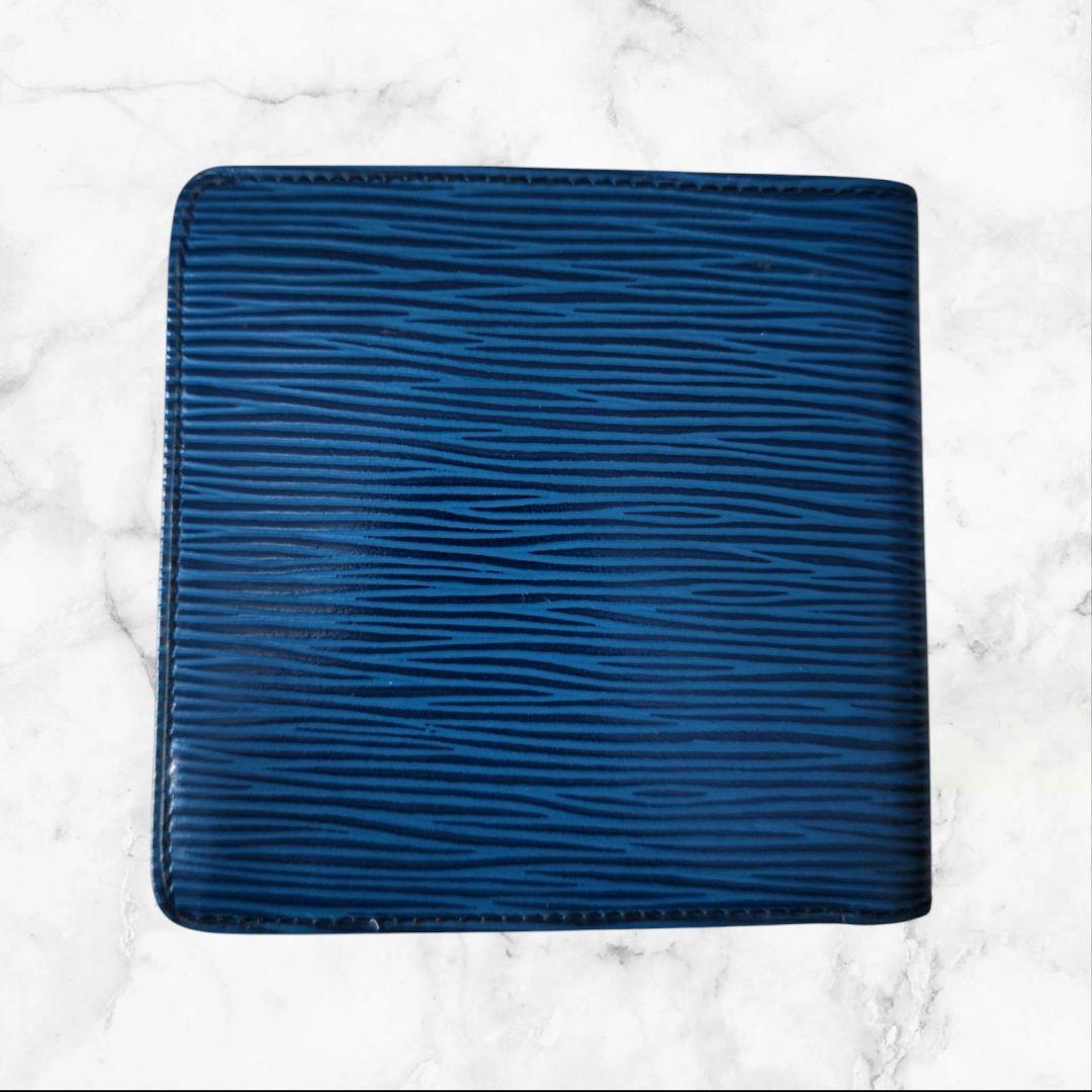 【美品】ルイヴィトン ポルトフォイユ・マルコ エピ 二つ折り財布 ブルー