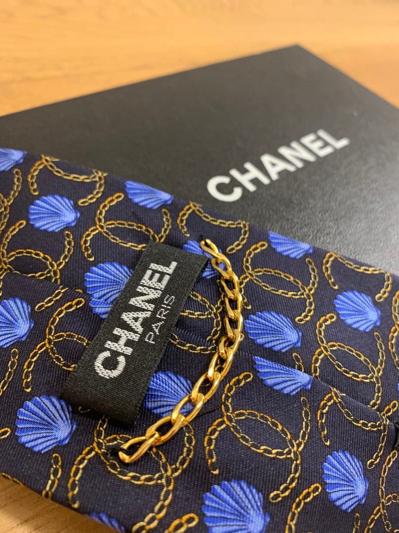 【試着のみ】CHANEL シルク ネクタイ ネイビー　イタリア製