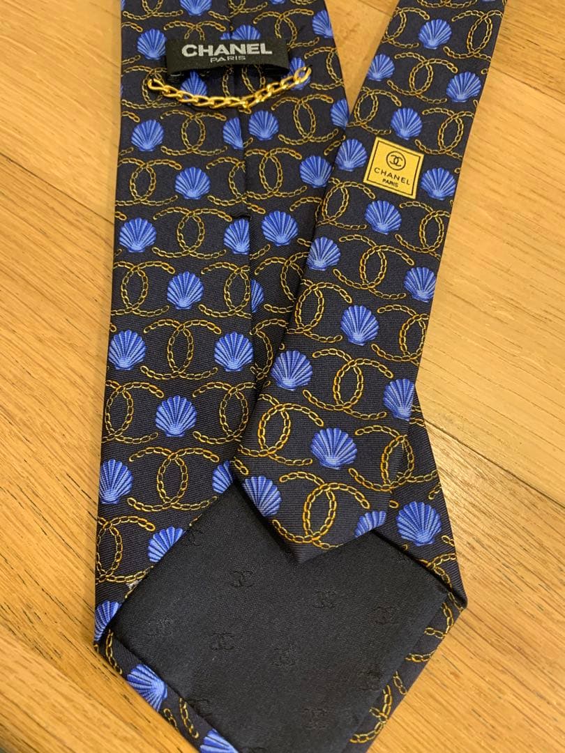 【試着のみ】CHANEL シルク ネクタイ ネイビー　イタリア製