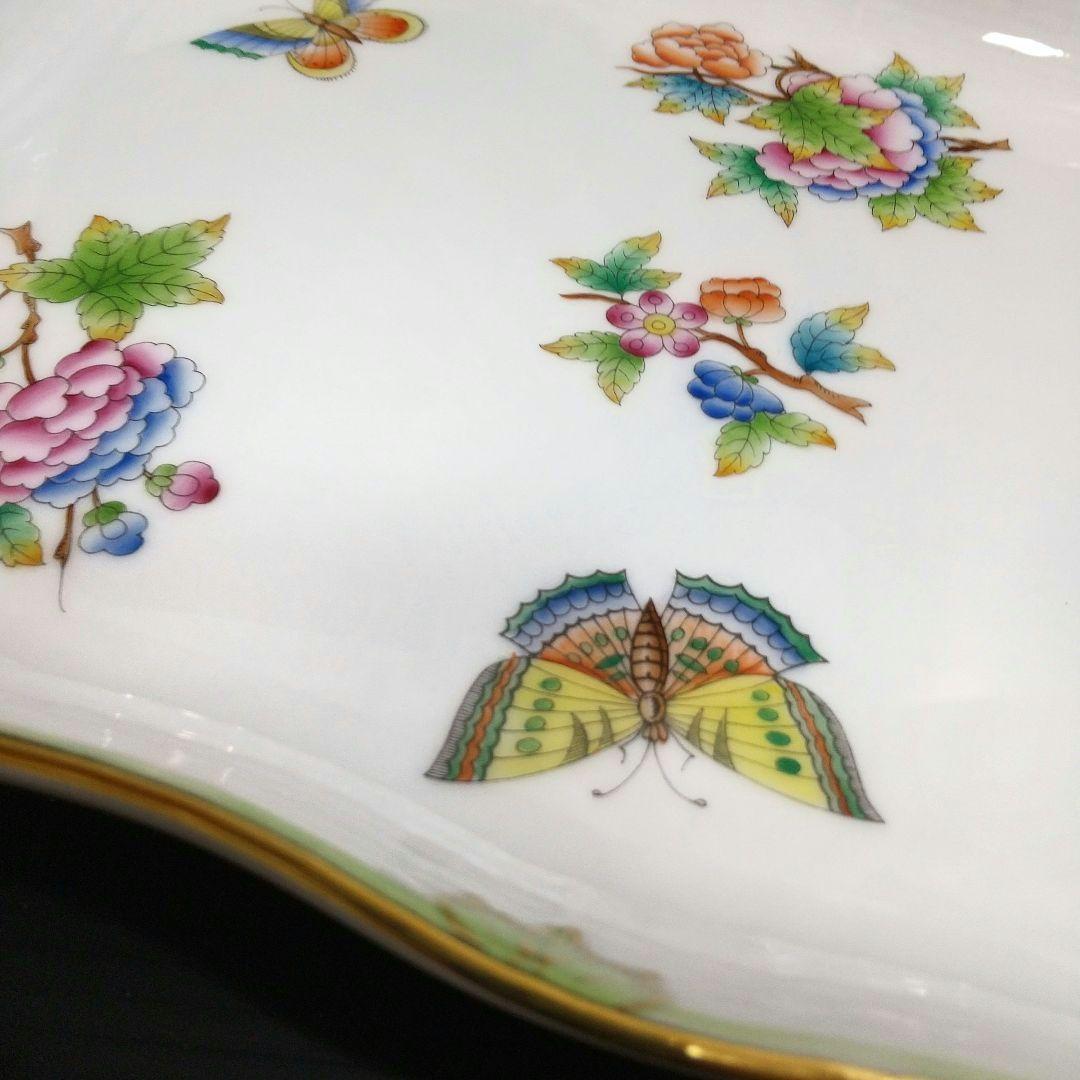 ヘレンド ヴィクトリア ブーケ 手付き トレイ プレート