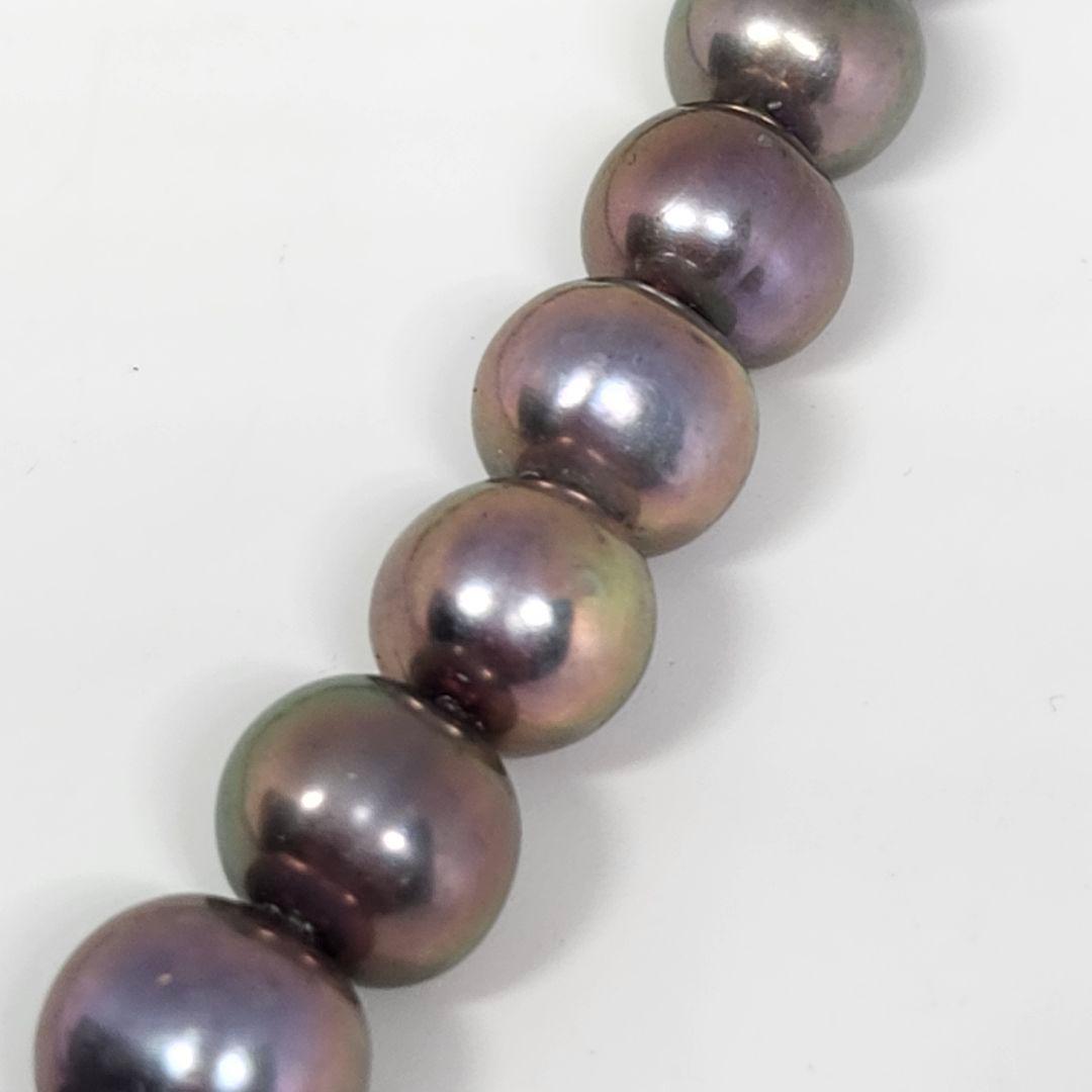 本真珠 パール ネックレス シルバー 刻印 ブラック玉虫 大粒 高級 入学 卒業