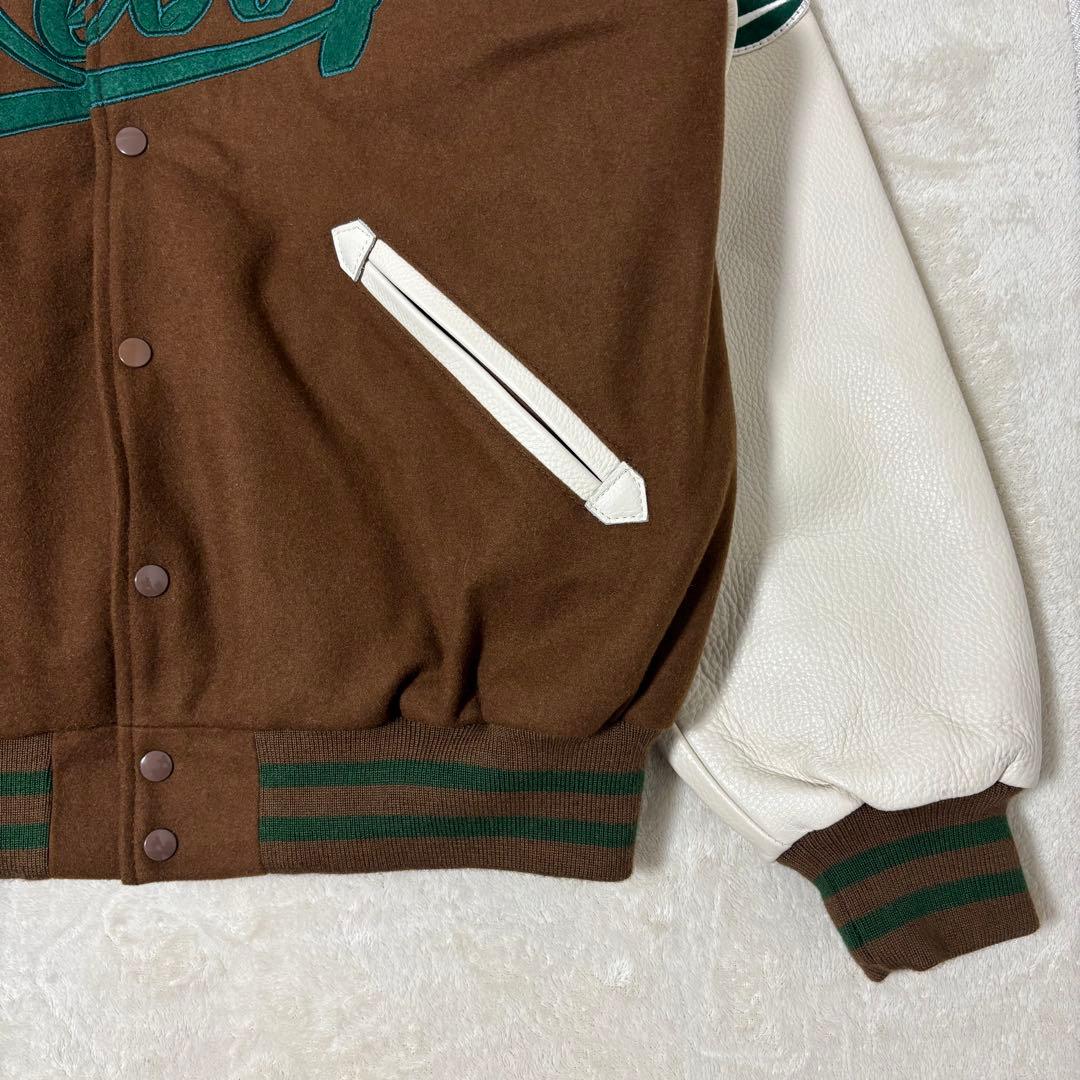 keboz スタジャン　ブラウン　レザー切替