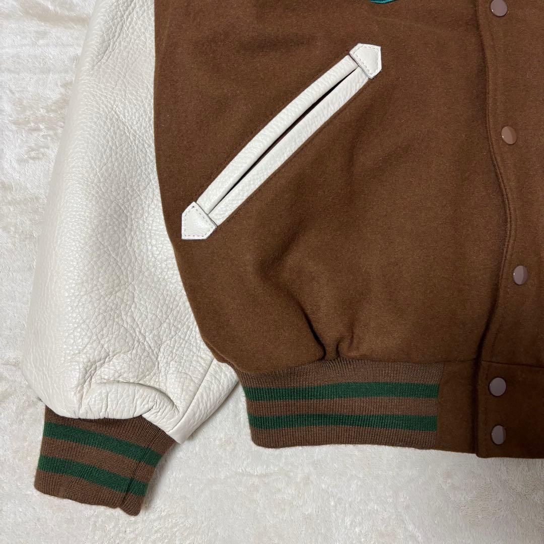 keboz スタジャン　ブラウン　レザー切替