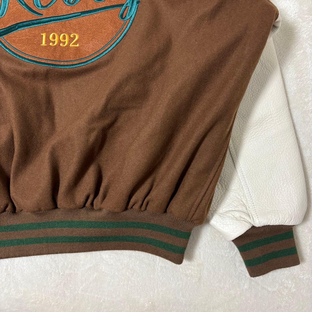 keboz スタジャン　ブラウン　レザー切替