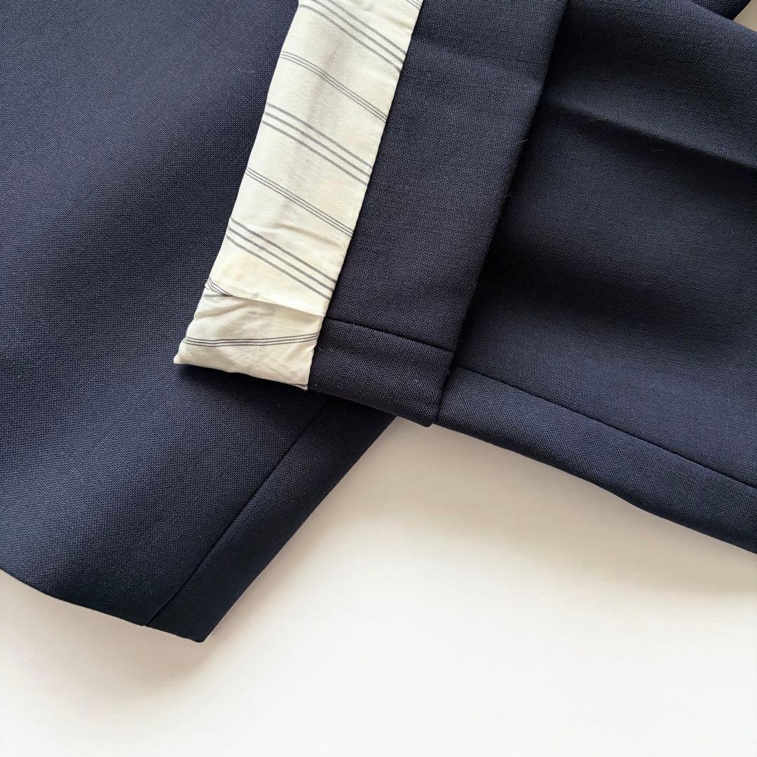 送料無料 美品 セオリー スーツ オフィス ノーカラー ジャケット ネイビー