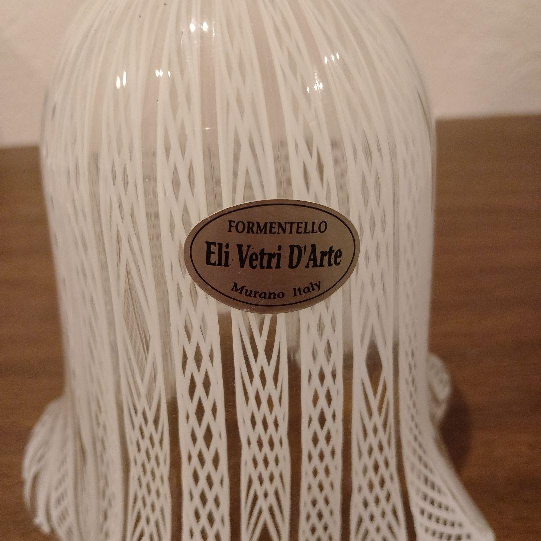 ベネチアンガラス　ムラノ　MURANO　ランプシェード　白　レース　インテリア