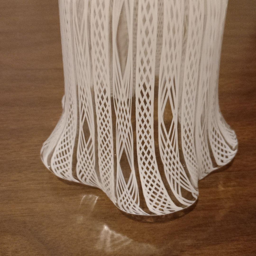 ベネチアンガラス　ムラノ　MURANO　ランプシェード　白　レース　インテリア