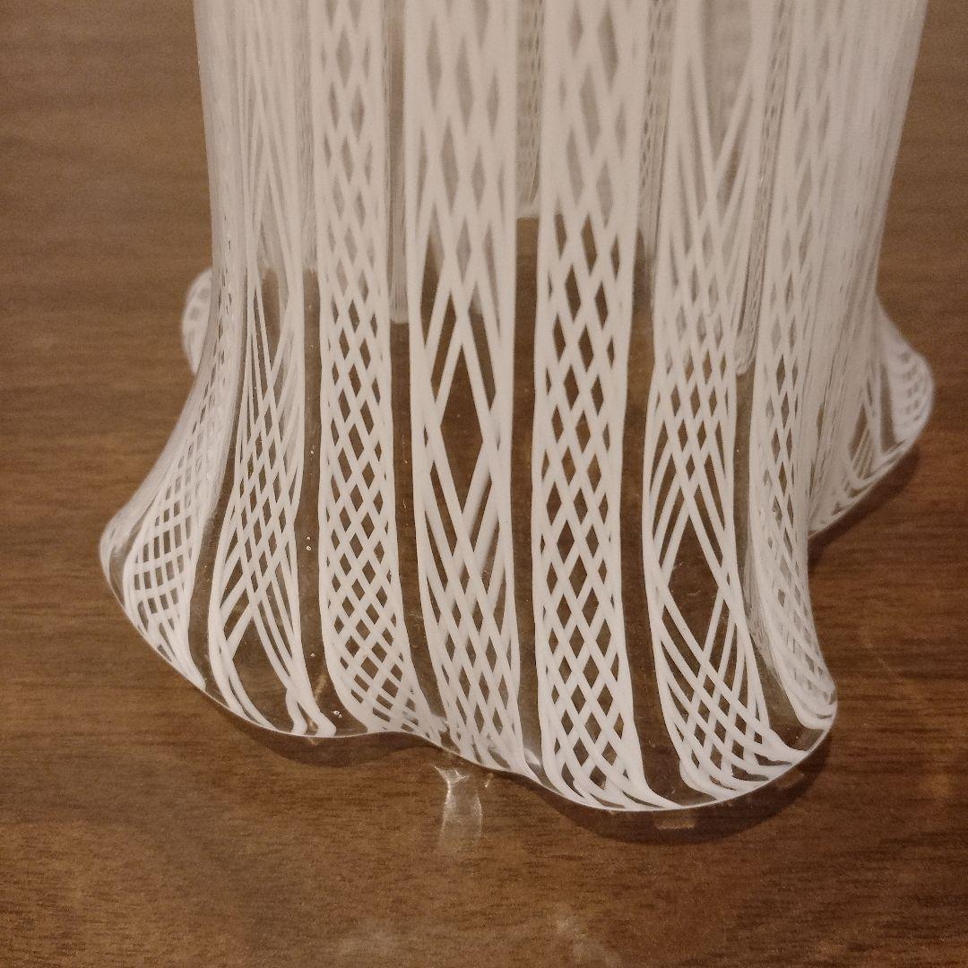 ベネチアンガラス　ムラノ　MURANO　ランプシェード　白　レース　インテリア