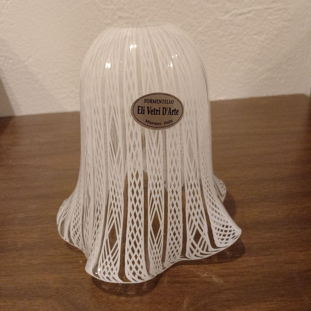 ベネチアンガラス　ムラノ　MURANO　ランプシェード　白　レース　インテリア