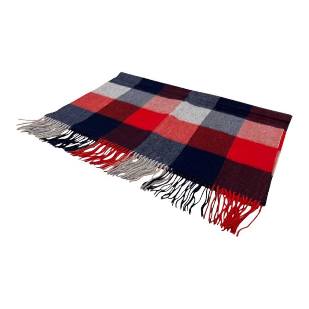 フワフワ しっとりなめらかカシミヤ100% ブロックチェック ストール 70cm