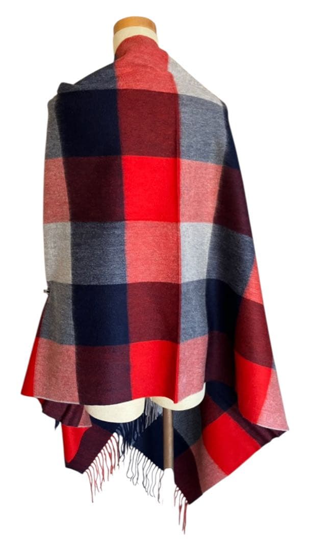 フワフワ しっとりなめらかカシミヤ100% ブロックチェック ストール 70cm