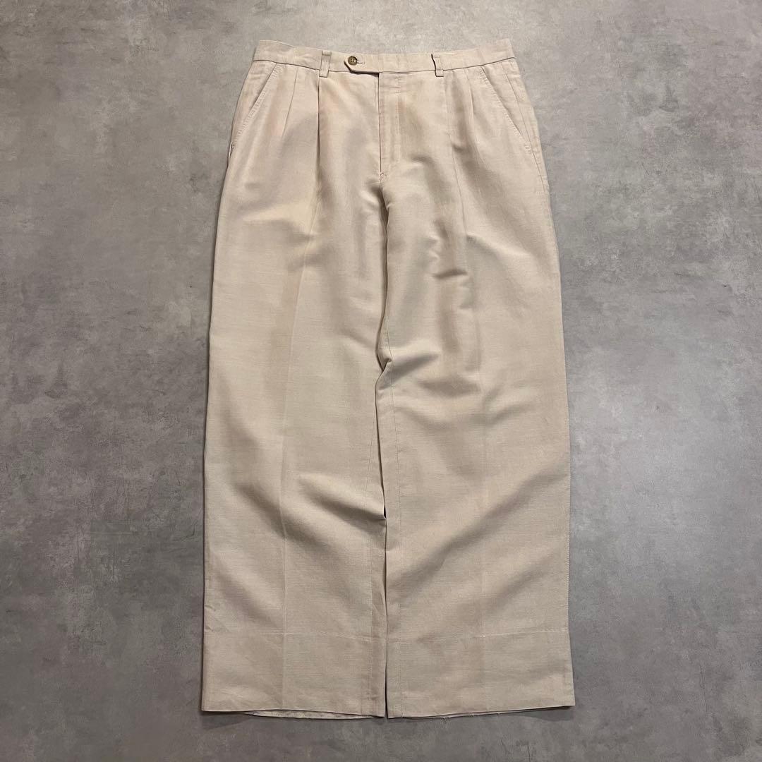 パンツ BURBERRY linen two tuck slacks