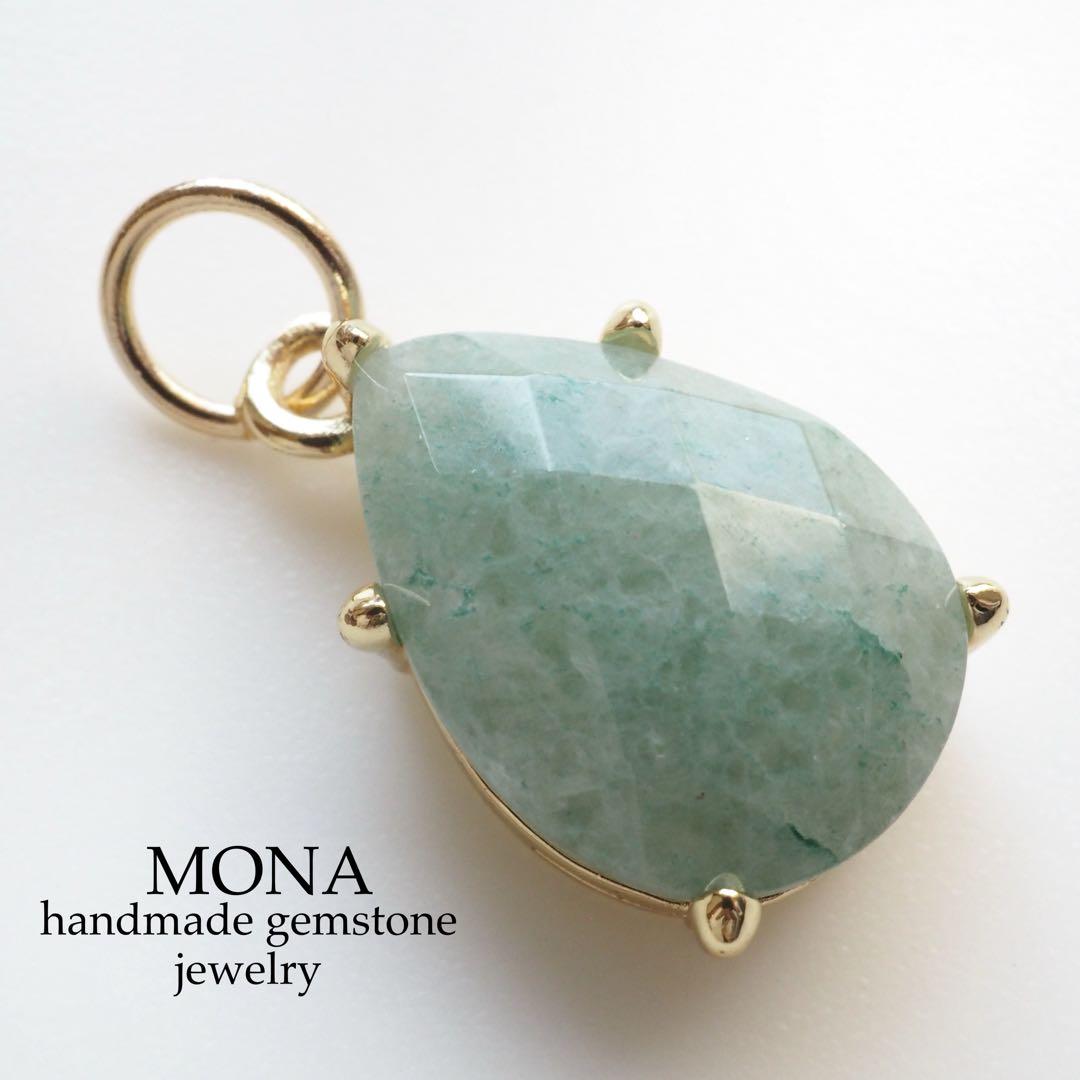 【blue.ks】高品質アマゾナイトのゴムブレスレット