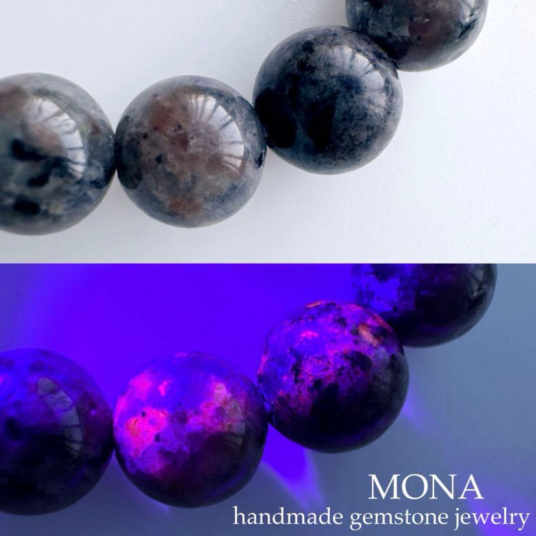 【blue.ks】高品質アマゾナイトのゴムブレスレット