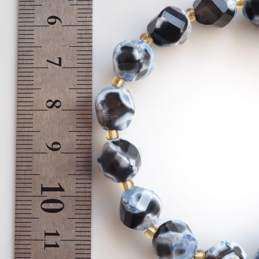 【blue.ks】高品質アマゾナイトのゴムブレスレット