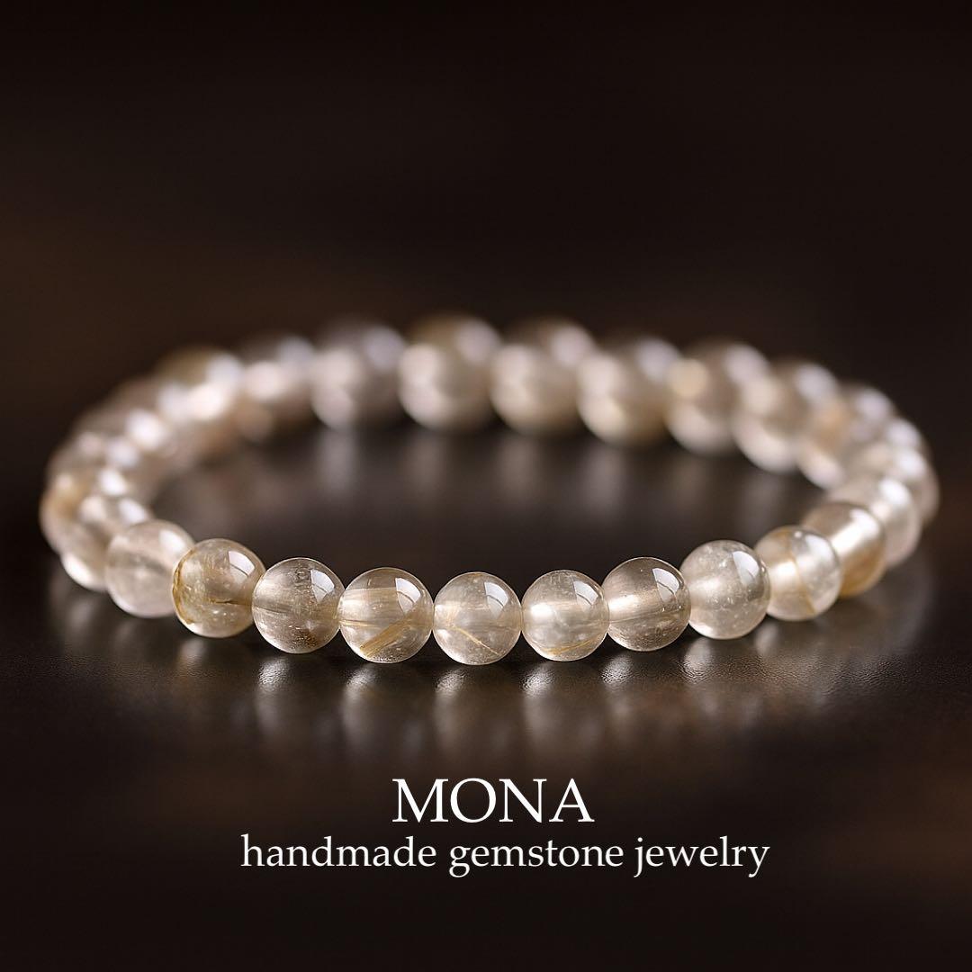 【blue.ks】高品質アマゾナイトのゴムブレスレット