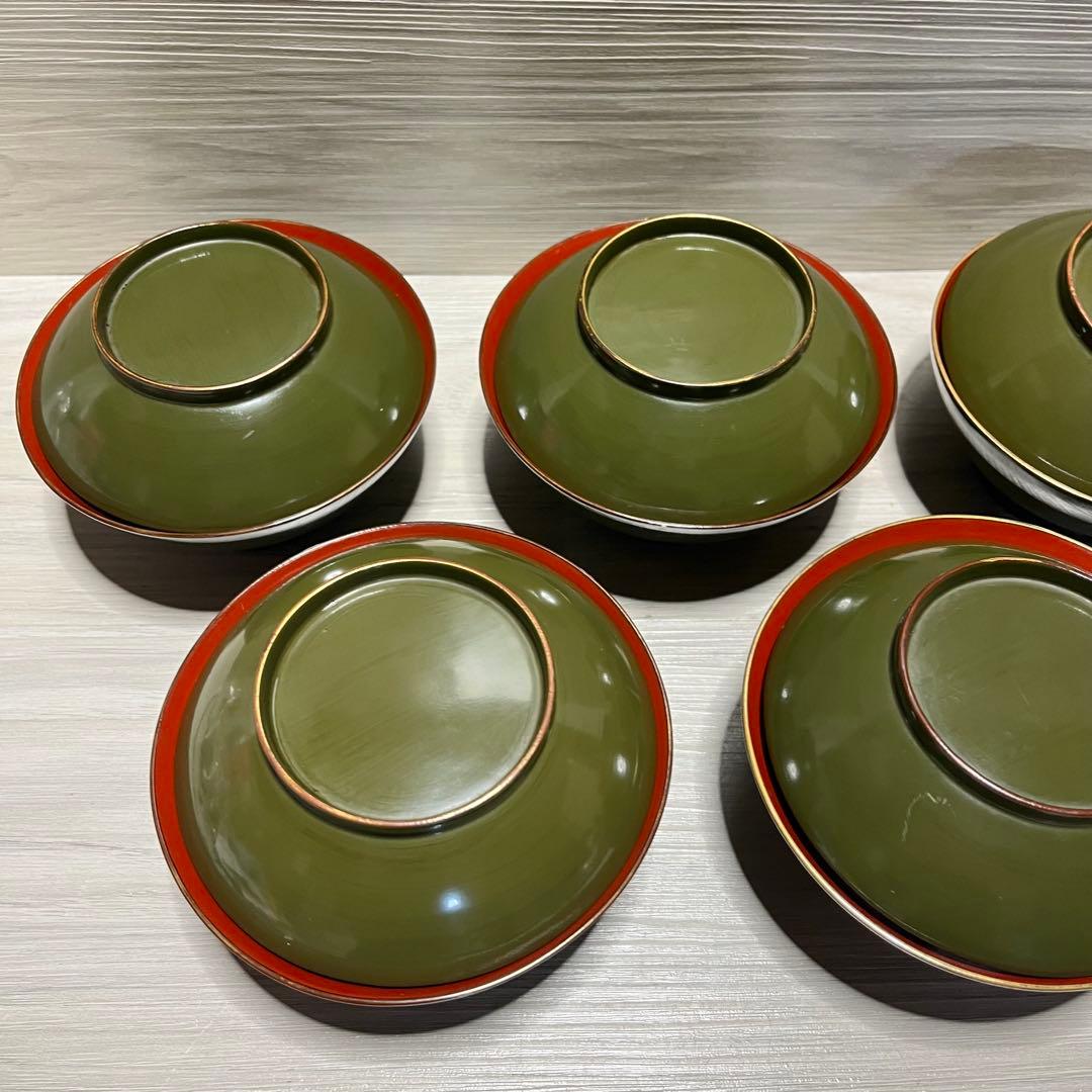 和製　アンティーク　江戸～明治　輪島塗　青漆　お吸い物椀　20客セット