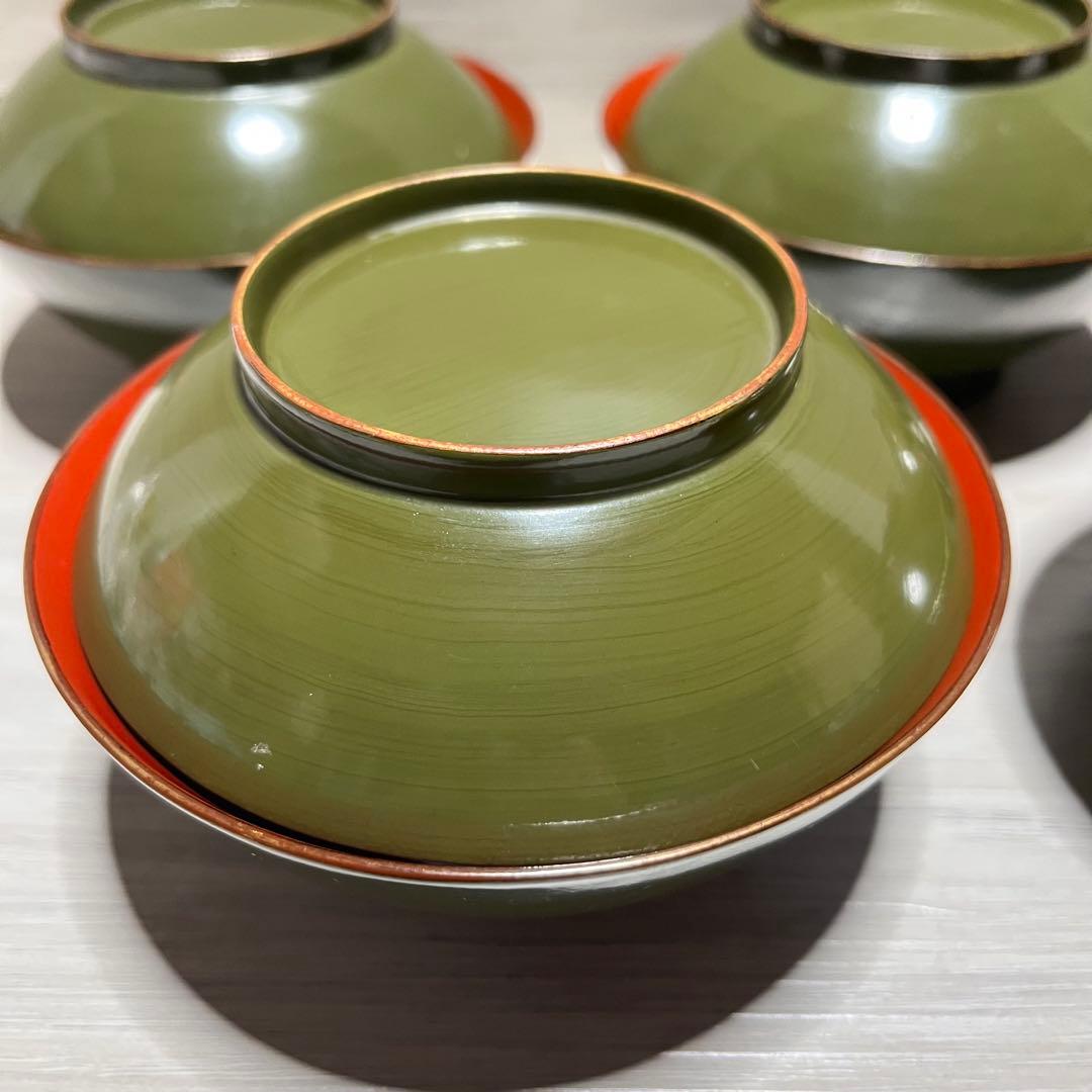 和製　アンティーク　江戸～明治　輪島塗　青漆　お吸い物椀　20客セット