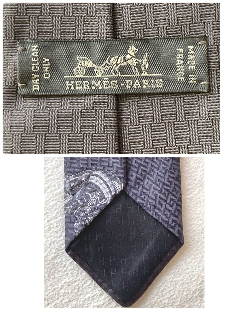 極美品　エルメス　ロボカバール　2023SS ヘヴィシルクタイ　ブラック　箱付