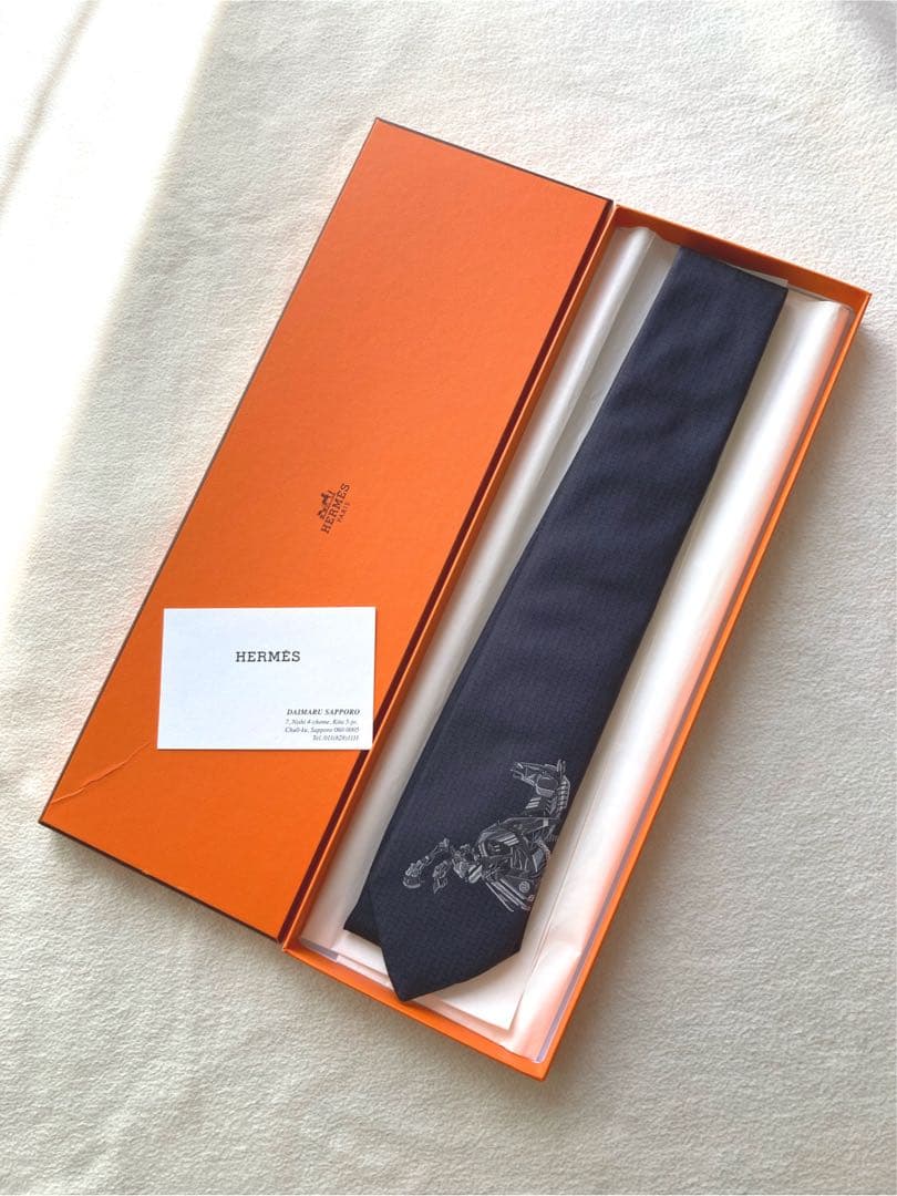 極美品　エルメス　ロボカバール　2023SS ヘヴィシルクタイ　ブラック　箱付