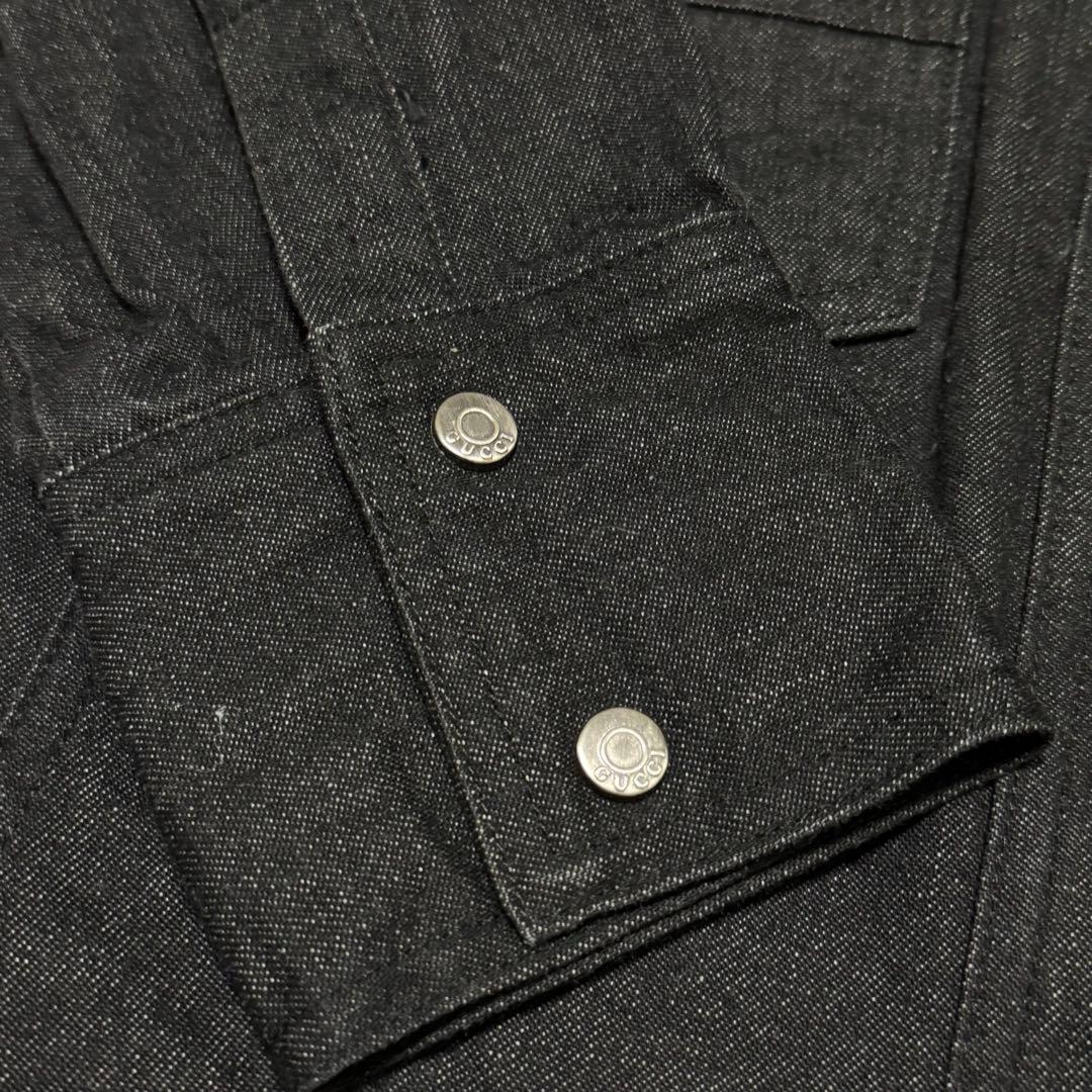 未使用級 グッチ デニムジャケット ブラック レディース Gジャン 44 L相当