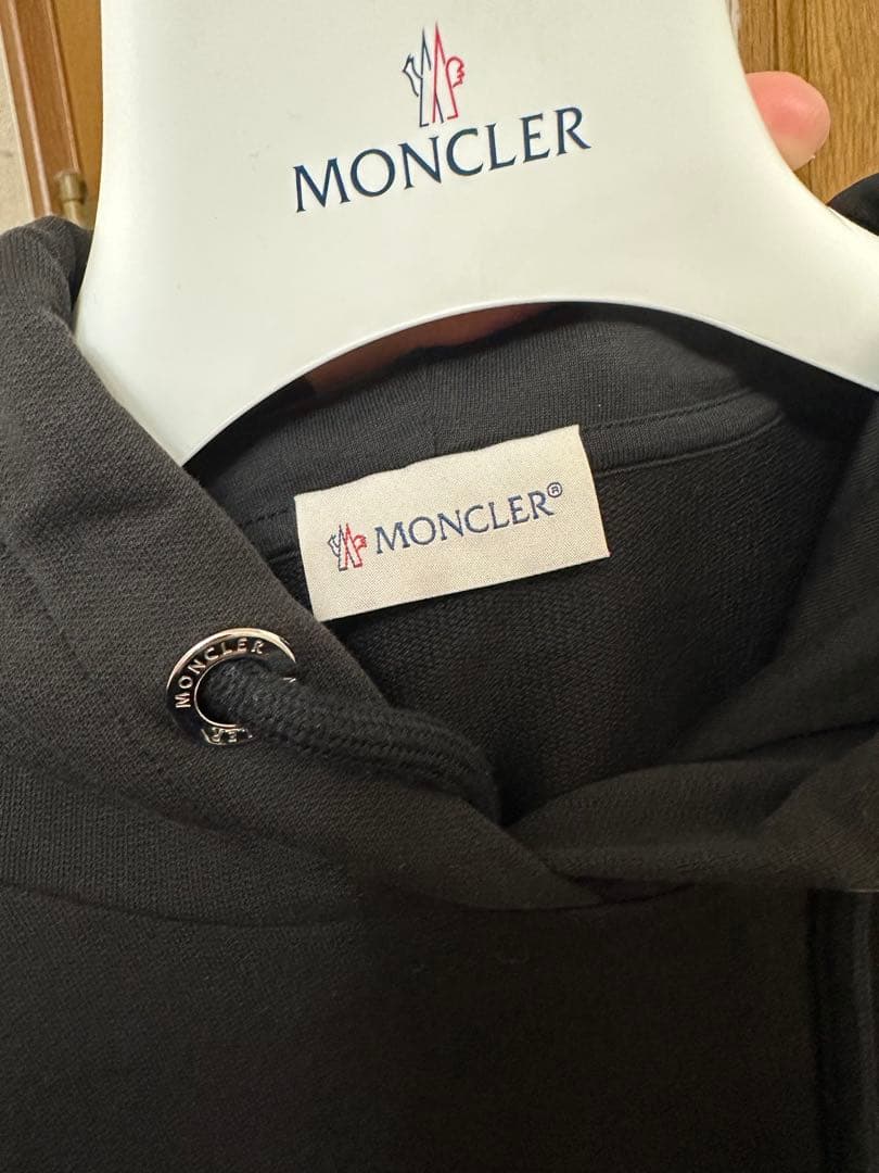 正規品 MONCLER モンクレール ロゴ刺繍 フーディ パーカー 黒 S