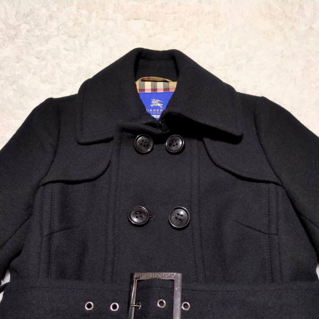 BURBERRY BLUE LABEL♦ノバチェック アンゴラ混コート 黒 38