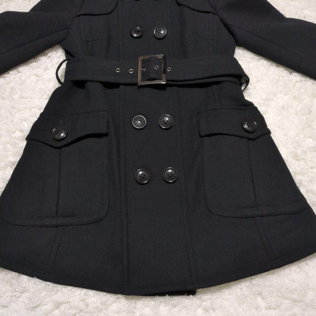 BURBERRY BLUE LABEL♦ノバチェック アンゴラ混コート 黒 38