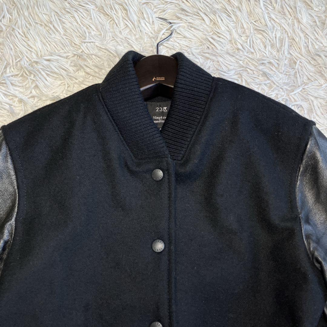 23区 ブルゾン ラムレザー コンビスタジャン ウール混 レザージャケット